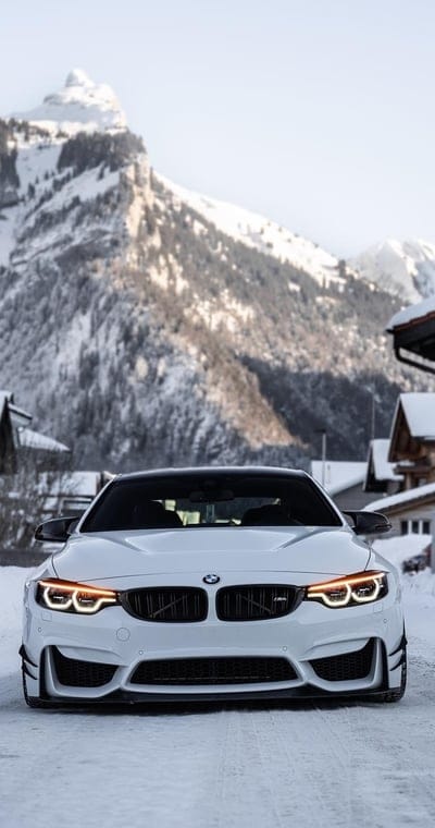 bmw m4,bmw,car,white,front view,winter