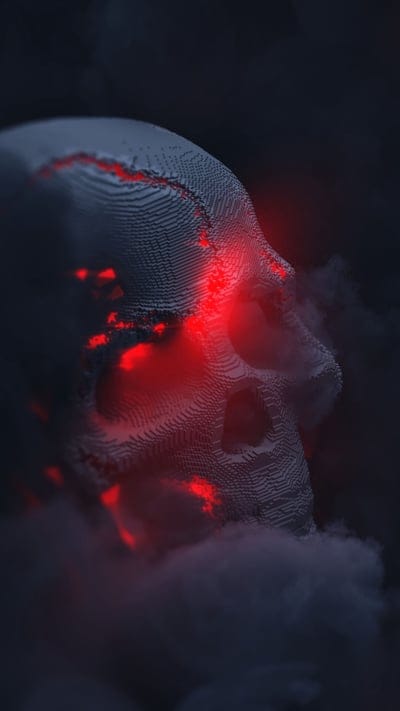 skull, smoke, cloud, glow, 3d, dark