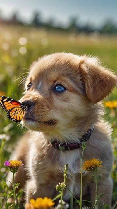 Doggie,Dog,Cute,Kawai,Butterfly