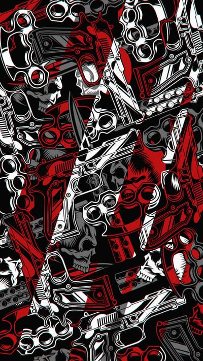 gun,brass knuckles,skull,pattern,art