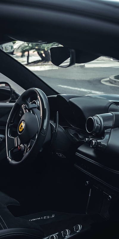 ferrari, car, sports car, steering wheel, salon, mobile wallpaper, android wallpaper, iPhone wallpaper, phone wallpaper