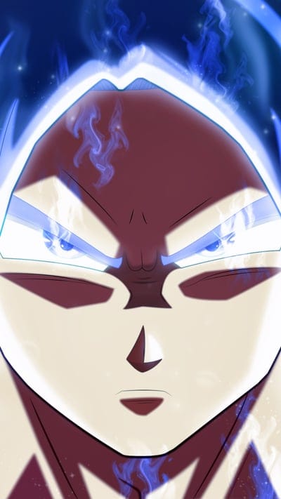 Goku, Ultra Instinct, anime, Dragon Ball, power-up, iconic, blue, intense gaze, Saiyan, aura