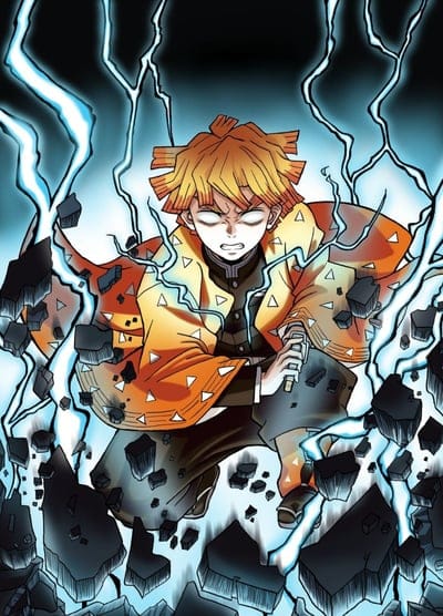zenitsu agatsuma,demon slayer,anime,sword,warrior,lightning,art