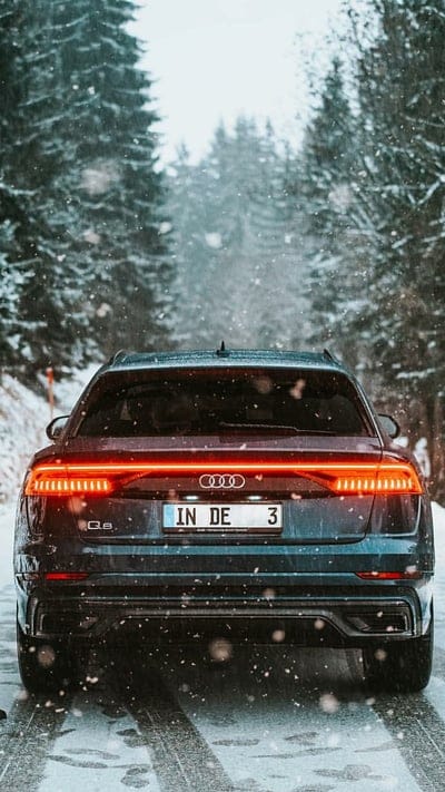 2019 AUDI Q8, audi, q8, snow, car, suv sports, forest, new, blue, mobile wallpaper, android wallpaper, iPhone wallpaper, phone wallpaper