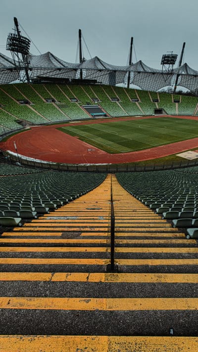 stadium, football field, football, stands