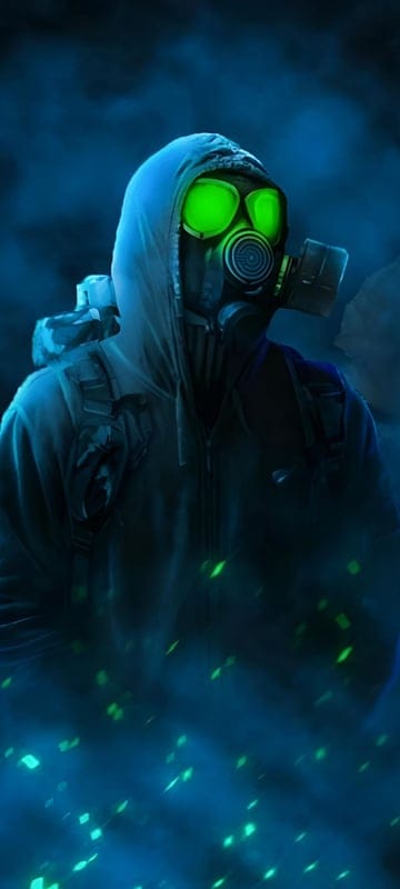 neongreeneyes,smokemask,hoodedboy,dark,mask,boy,attitude
