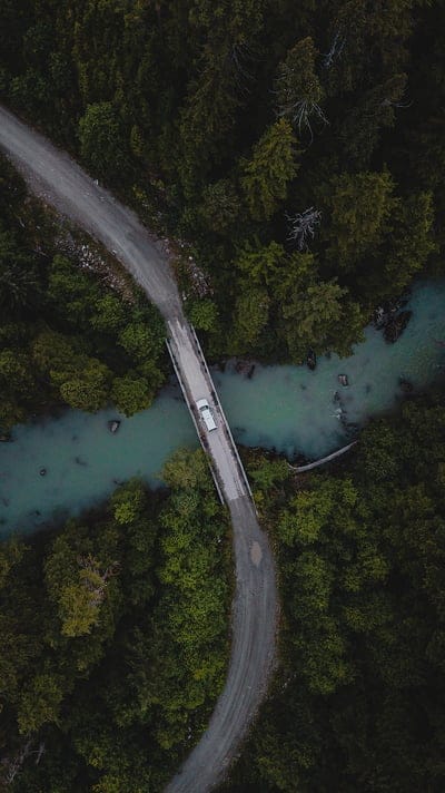 bridge, river, car, aerial view, trees, forest, mobile wallpaper, android wallpaper, iPhone wallpaper, phone wallpaper