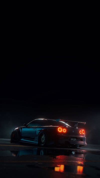 nissan,sports car,headlights,dark background