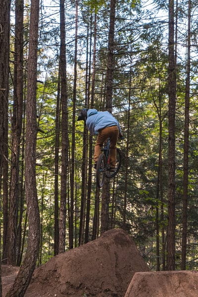 cyclist, bike, jump, trick, forest, mobile wallpaper, android wallpaper, iPhone wallpaper, phone wallpaper