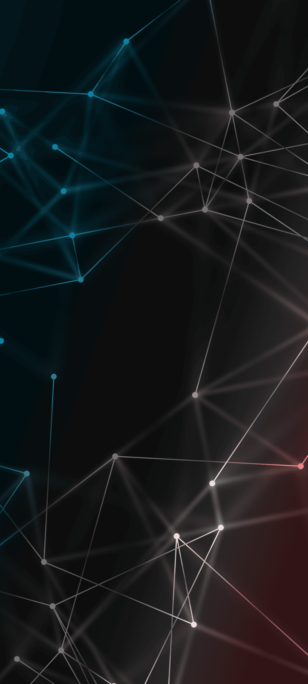 Luminous blue and red nodes connect with thin lines across a dark textured surface in a geometric pattern.