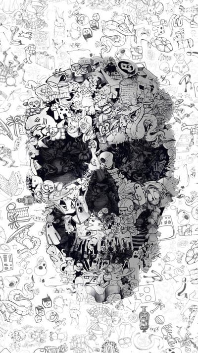 Doodle Skull, abstract