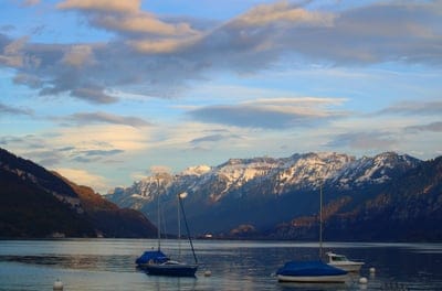 lake,thun,boats,alpine landscape,mountains,waters,lake,alps,bernese,oberland,switzerland,nature