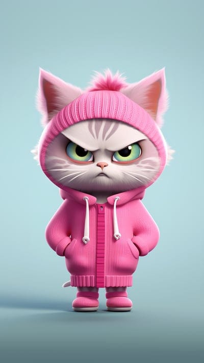 cat,angry,funny,pink,art