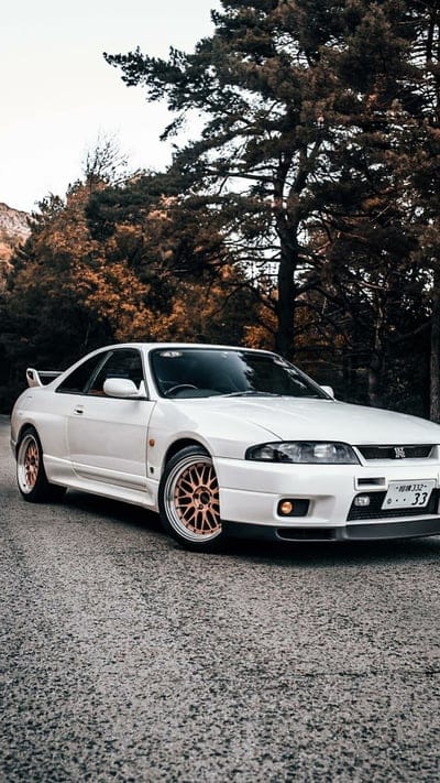 Nissan R33 GTR, nissan, gtr, white, car, supercar sports, america, gold, road, mobile wallpaper, android wallpaper, iPhone wallpaper, phone wallpaper