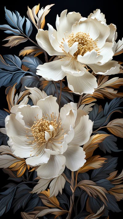 flowers,art,petals,white,leaves