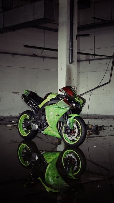 Green Yamaha tuning, bike, engine, speed, mobile wallpaper, android wallpaper, iPhone wallpaper, phone wallpaper
