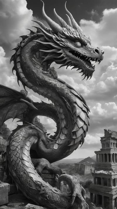 Tattoo,Tattoo Wallpaper,Wallpaper,AI Art,Ai Wallpaper,Desktop Wallpaper,Artwork,Black,White,Black and White,Aesthetic,Dragon,Clouds