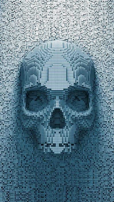 Pixelated Skull, pixelated, skull