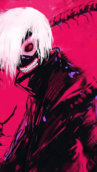 Ken Kaneki, Tokyo Ghoul, ghoul, iconic, white hair, Kakugan, centipede, Kagune, terrifying, anime, character, fan art, dark, chaotic, manga, cool, action, psychological, red eye, powerful