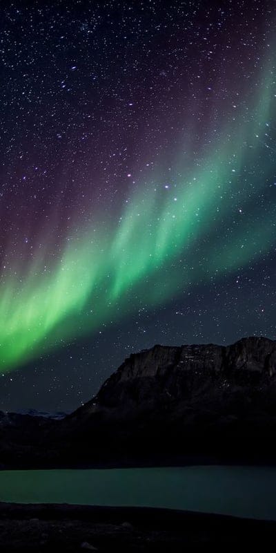 Aurora Borealis, Northern Lights, Night Sky, Landscape, Green, Mountains, Lake, Stars, Celestial, Nature, Light Show, Cosmic, Ethereal, Tranquil, Majestic, Scenic, Astronomy, Serene, Arctic, Polaris