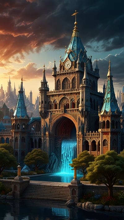 Castle,Cool,Waterfall