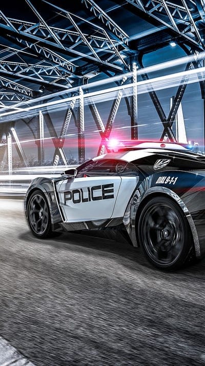 Car, bridge, police, red, mobile wallpaper, android wallpaper, iPhone wallpaper, phone wallpaper