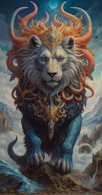 Lion,Beast,Crowned,Cool,Lake,Chimera