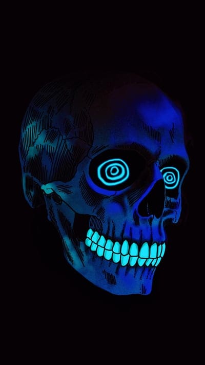 Hypno Stare, My, amoled, art, badass, black, blue, creepy, dark, drawing, eyes, face, grin, head, knuckles, neon, oled, scary, skull, true black, vibrant