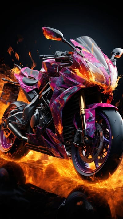 motorcycle,tuning,fire,pink
