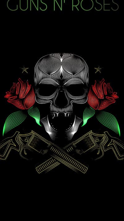 Guns N Roses,gun,green,red,skull
