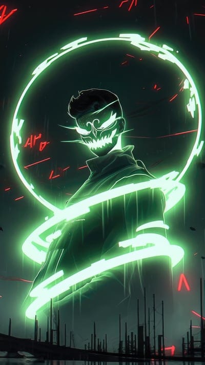 man,mask,neon,glow,art