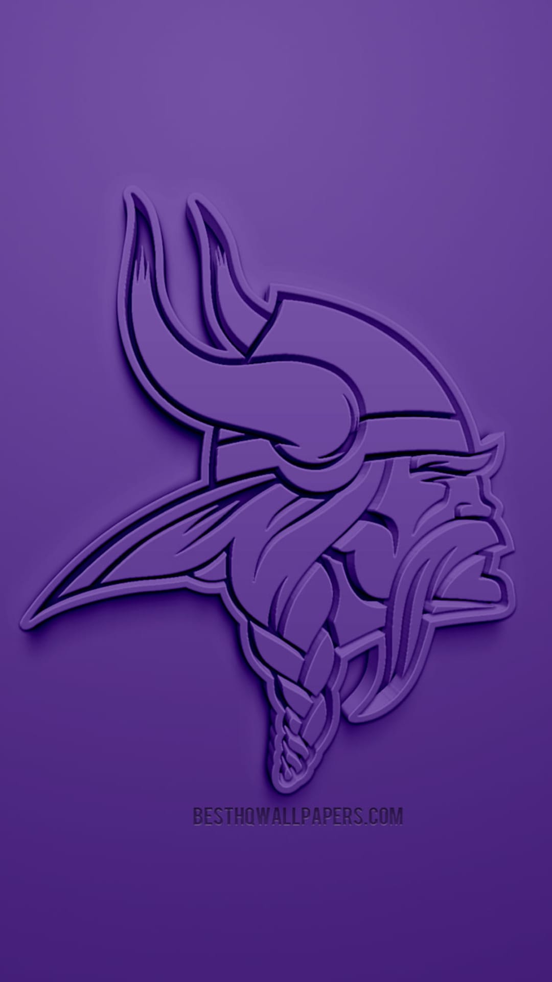 Minnesota Vikings logo with a 3D purple outline and embossed helmet details on a solid dark violet background.