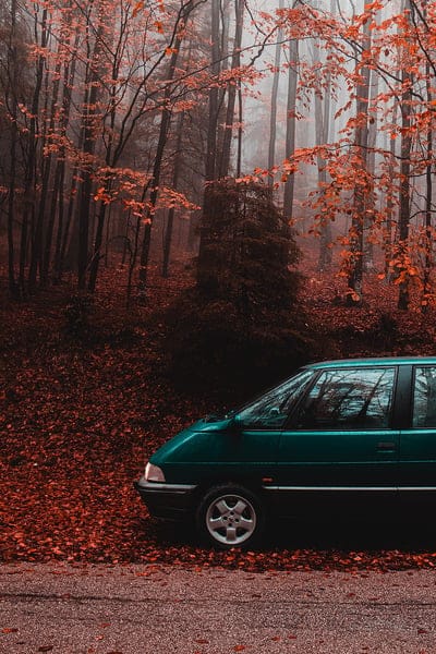 van, car, forest, autumn, mobile wallpaper, android wallpaper, iPhone wallpaper, phone wallpaper