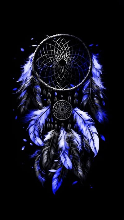dream catcher,feathers,blue,dark