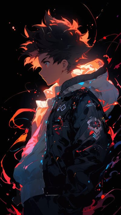 guy,profile,jacket,hood,anime