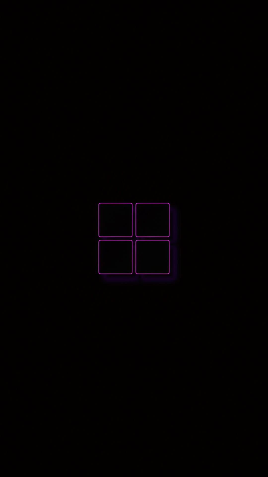 Four glowing purple square outlines arranged in a grid pattern against a solid black backdrop for phone screens.