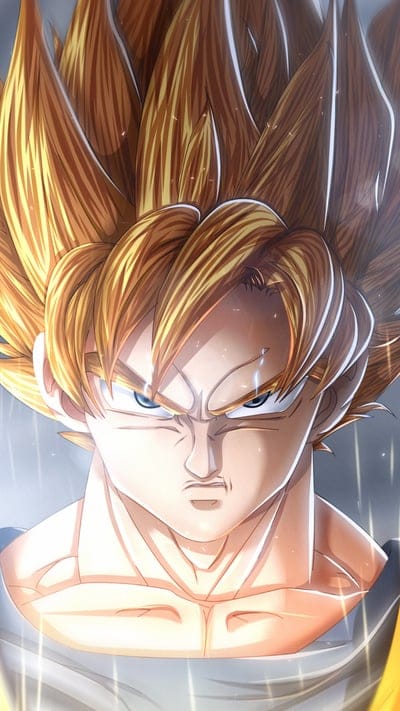 Saiyan, golden hair, Dragon Ball Z, anime, transformation, warrior, Goku, classic, powerful, fan art, DBZ, iconic, focused, intense, character, close-up